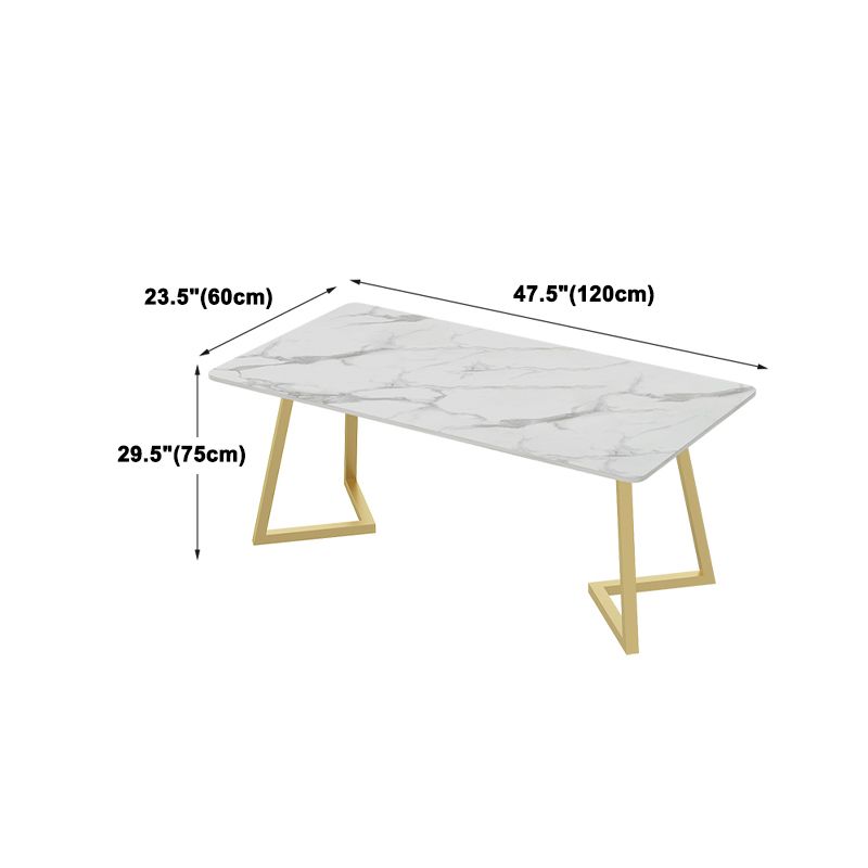 Glam Rectangle Dining Table Set 1/2/5/7 Pieces Dinette Set with White Sintered Stone Top