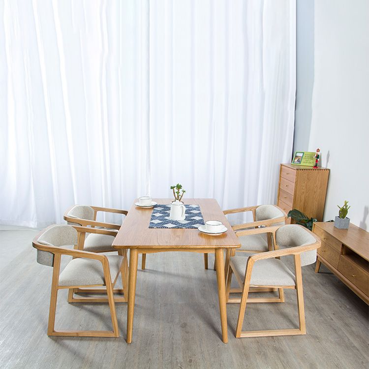 Glam Style Wooden Dining Arm Chair Matte Finish Open Back Dining Chair for Dinning Room