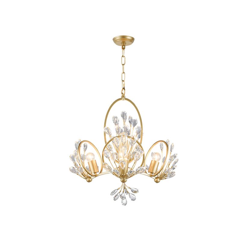 Lampada il lampadario in cristallo a 3 bulbina lampada retrò petali in oro tavolo pendente sospeso