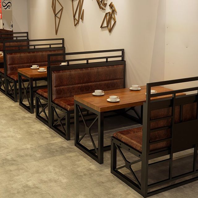 Industrial Rectangle Dining Room Table Solid Wood Table with Trestle Base for Home Kitchen Dinner