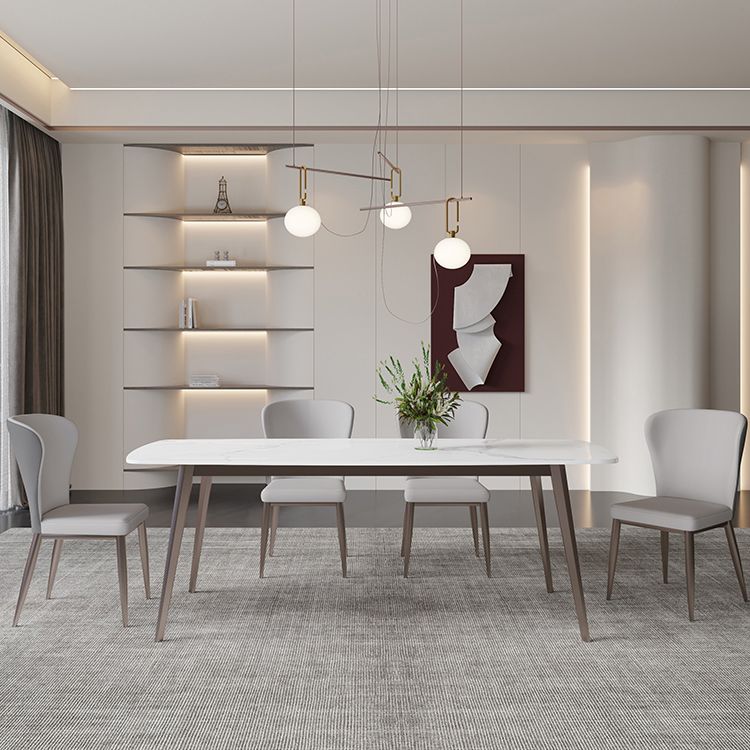 Mesa de comedor moderna resistente a los rasguños Mesa rectangular de piedra sinterizada con 4 patas Base