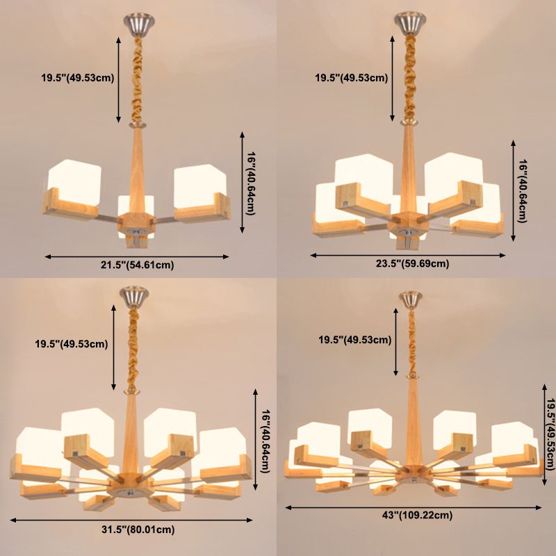 Quadratische Kronleuchterleuchte moderne weiße GlaSpendant Beleuchtung für das Restaurant