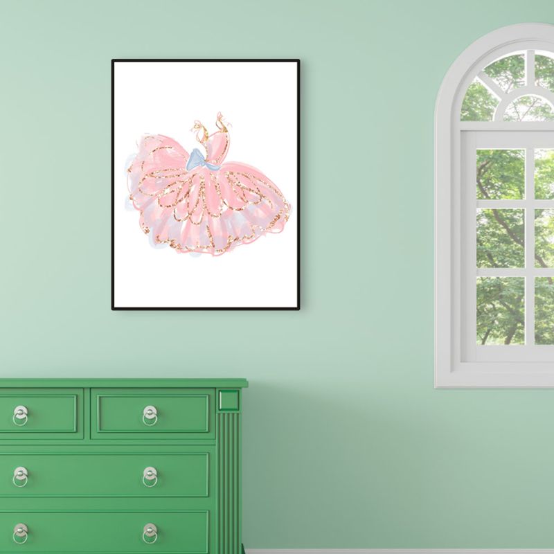 Glam Dancing Dress Graphic Wrapped Canvas Kids Style Textured Wall Art Decor in Pink