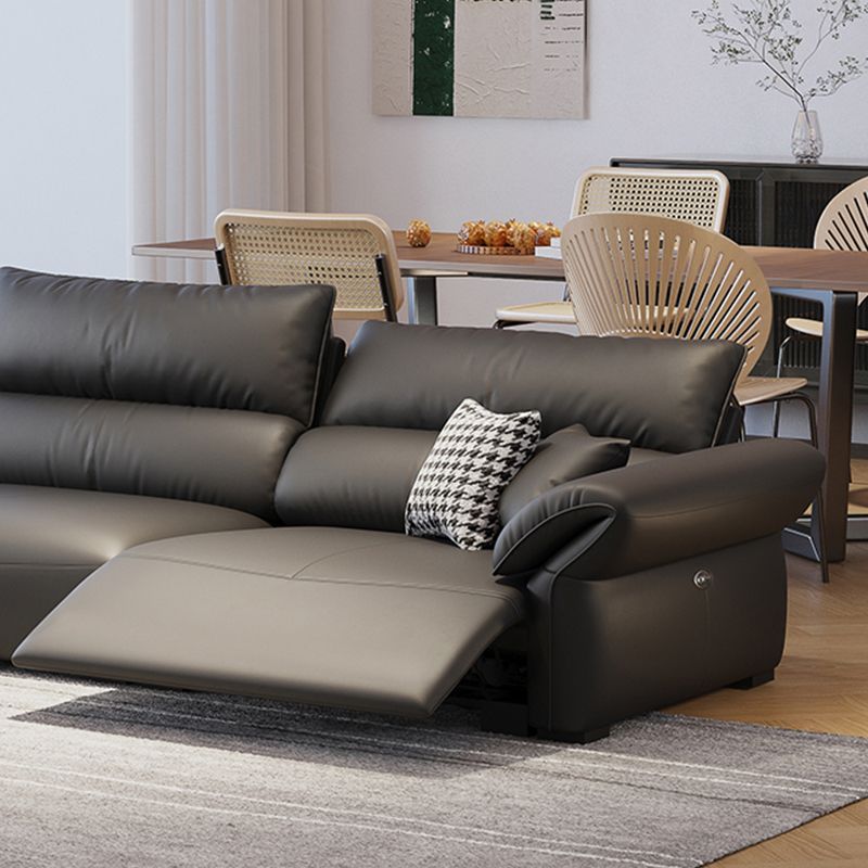 Scratch Resistant Power - Push Button Pillow Top Arm Genuine Leather Sofa