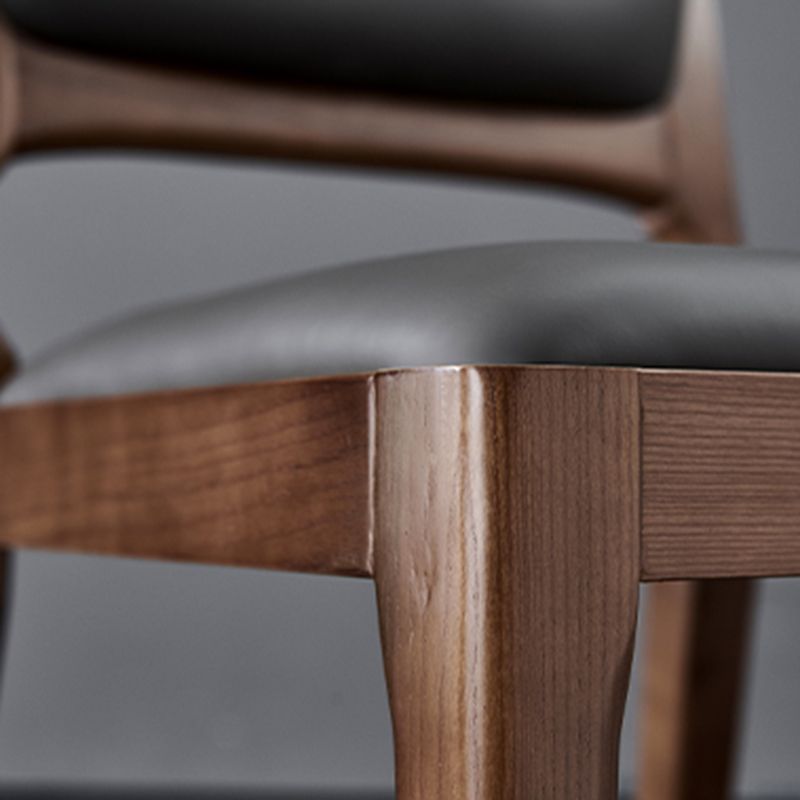 Contemporary Dining Chair Solid Wood Legs Side Chair in Walnut