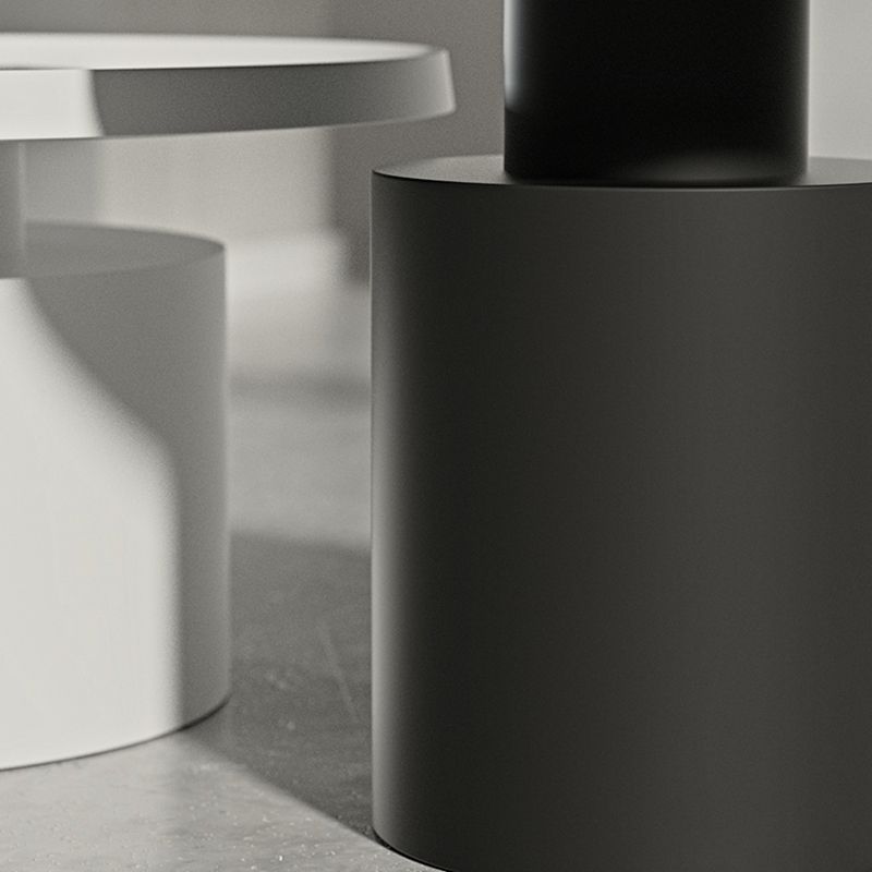 Round Metal Coffee Table black/White finish Cocktail Table - 19.7''/29.5''