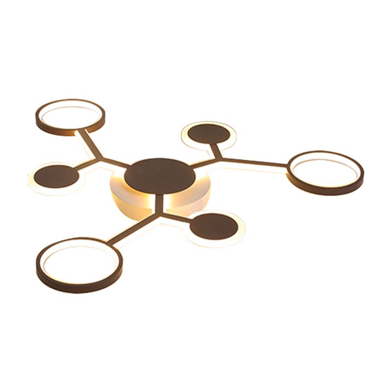 Modern Starburst Flush Lamp Acrylic 6/8/10 Lights Coffee Flush Mount Light in White/Warm Light