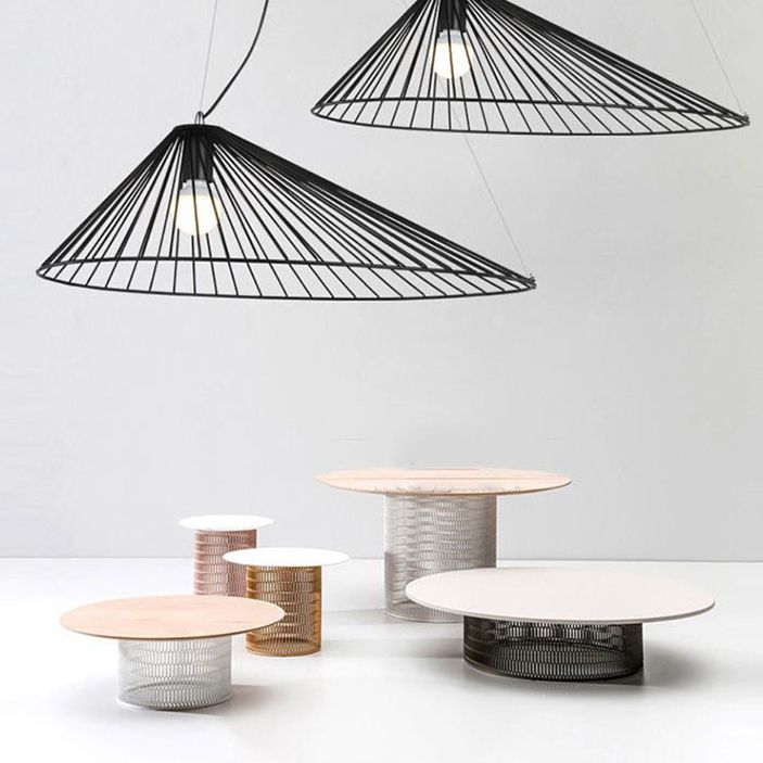 Black Metal 1 Light Pendant Light Nordic Modern Wire Hat Shade Hanging Lamp for Restaurant