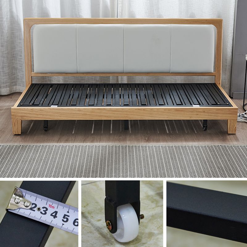 Scandinavian Solid Wood Sleeper Sofa in Beige Removable Cushions