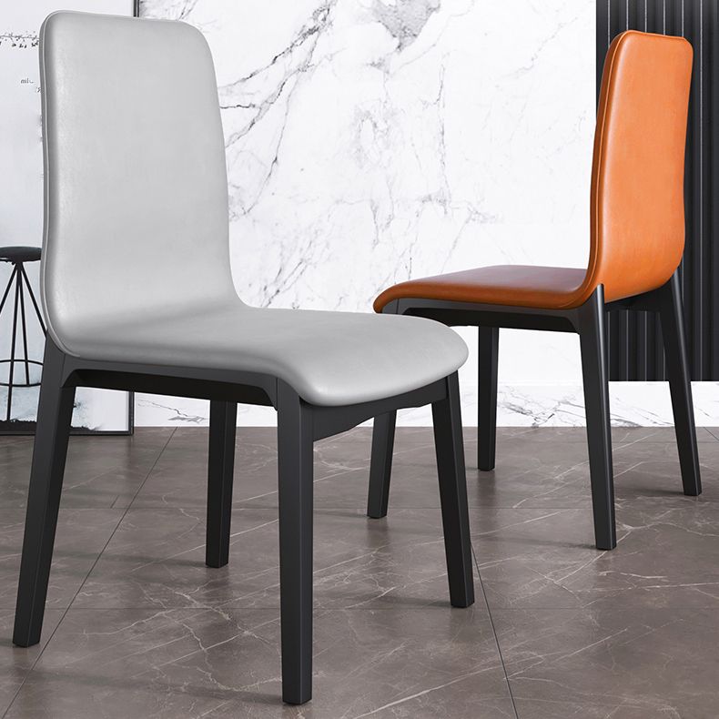Scandinavian Indoor Side Chair Wood Upholstered Solid Back Single Dining Room Chair