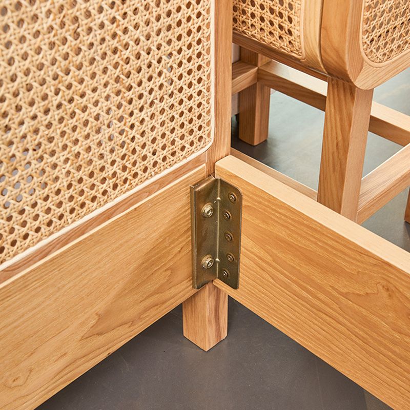 Tropical Solid Wood Panel Bed Rectangular Solid Color Standard Bed