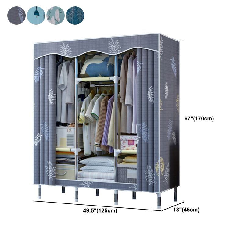 Modern Style Wardrobe Metal 1-Door Wardrobe Closet with Cloth Rod