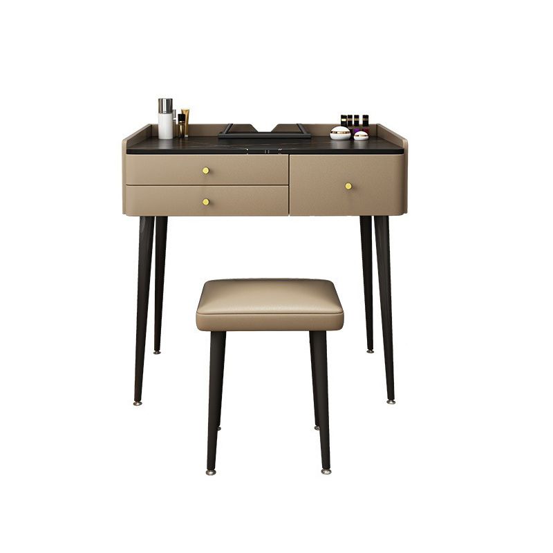 Glam 31.49 " Height Slate Table Top Makeup Vanity Stool with 3 Drawers