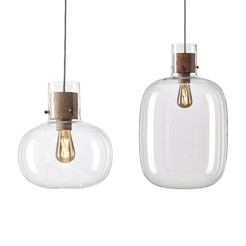 Glass Drum Pendant Light in Modern Creative Style Wrought Iron Hanging Lamp for Interior Spaces