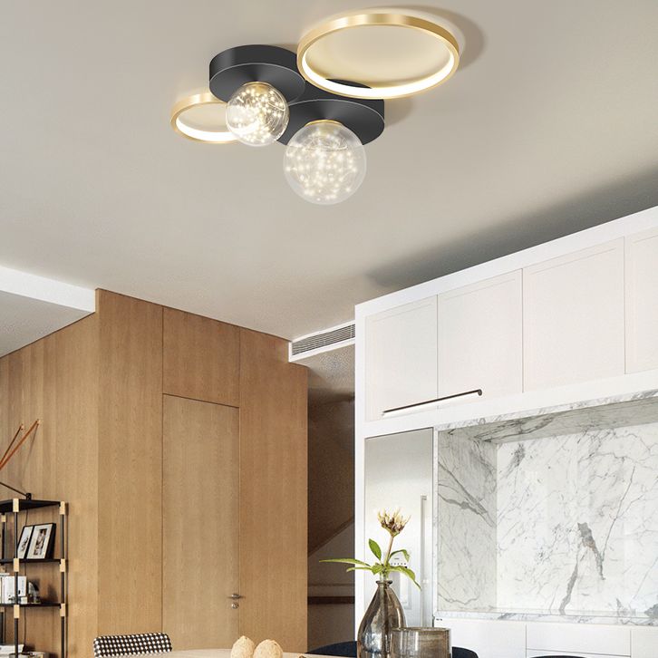 Nieuwe Moderne LED Metalen Flush Licht 1-Licht Zwart Flush Mount Plafond Licht voor Woonkamer
