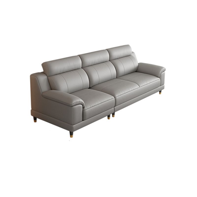 Light-grey Contemporary Sofa Genuine Leather Living Room Sofa & Chaise