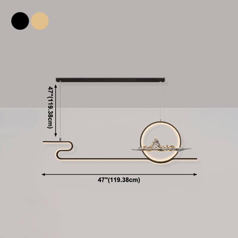 Modern Linear Island Lighting Fixtures Metal 2-Light Pendant Lighting