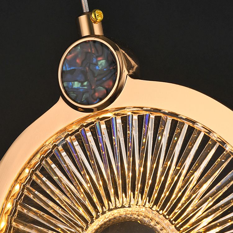 Round Shape Hanging Lights Modern Style Metal Hanging Light Fixtures in Gold