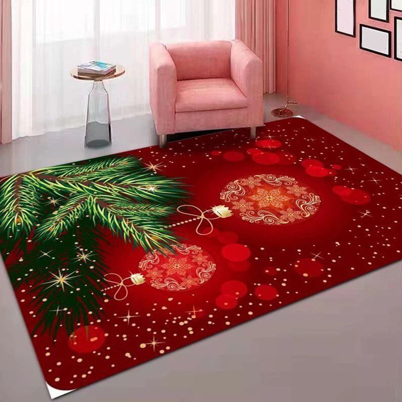Trendy Christmas Pattern Carpet Polyester Indoor Rug Non-Slip Backing Rug for Living Room