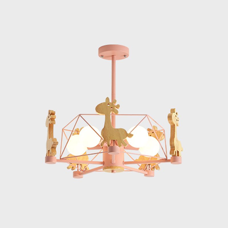 Minimalism Style 5 Lights Chandelier Giraffe Metal Pendant Light for Kids Bedroom