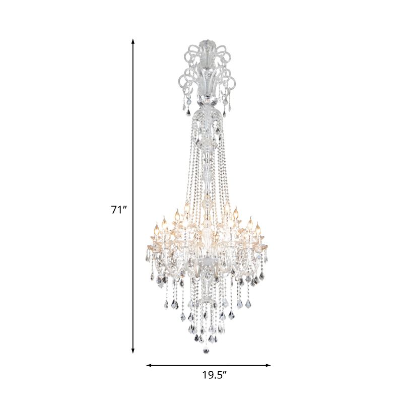 Opulent Clear Crystal Candle Chandelier Baroque 10-Light Dining Hall Ceiling Pendant Light