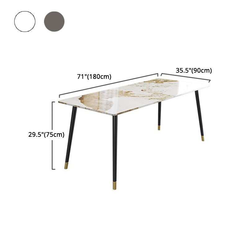 1/4/7 Pieces Stone Table with Leather Chairs Scandinavian Dining Table Set