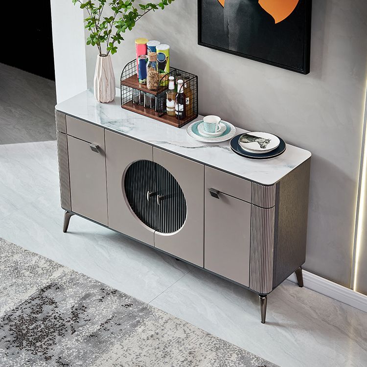 Modern Buffet Table Stone Sideboard Table with Doors for Kitchen