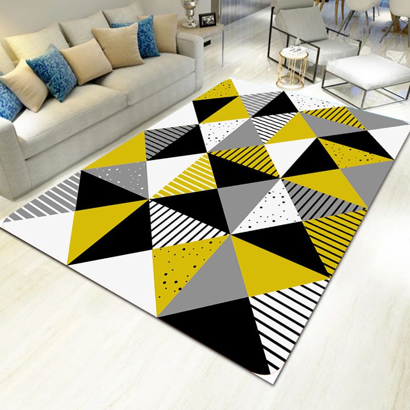 Novelty 3D Printing Geometric Rug Multi Colored Modern Rug Polyester Stain Resistant Non-Slip Machine Washable Rug for Room
