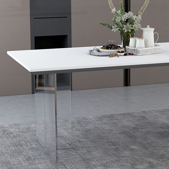 Modern 1/4/5 Pieces Dining Set Rectangular Acrylic Double Pedestal Dinette Set