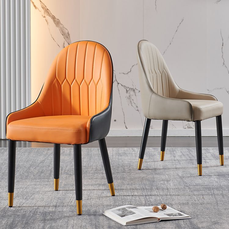 Glam Wood Dining Arm Chair Faux Leather Dining Chairs for Restaurant Use