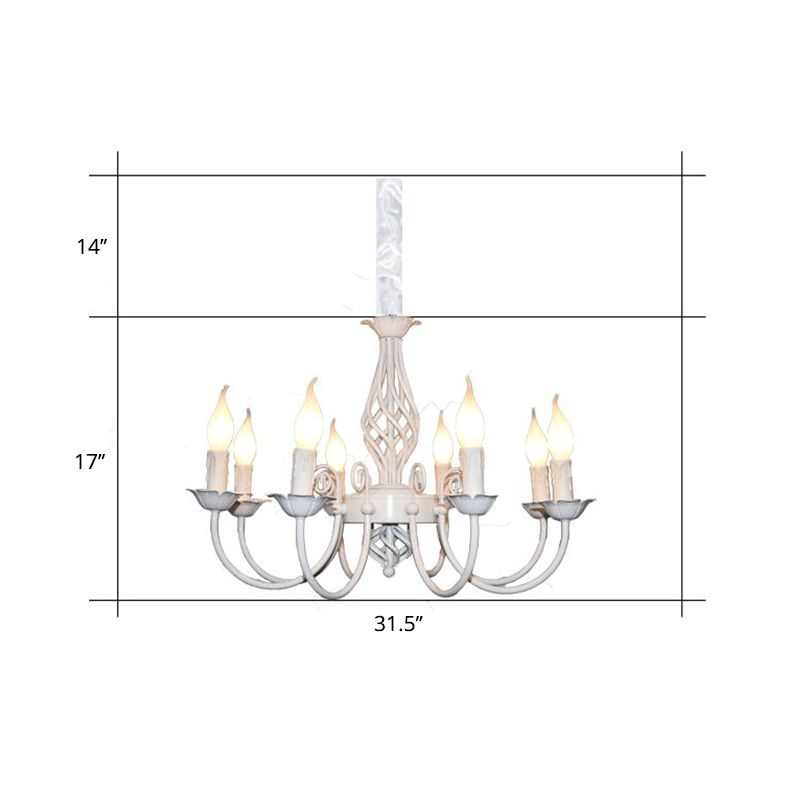 Black/White Swooping Arm Chandelier Lamp Traditional Metal 3/4/5 Lights Living Room Hanging Light