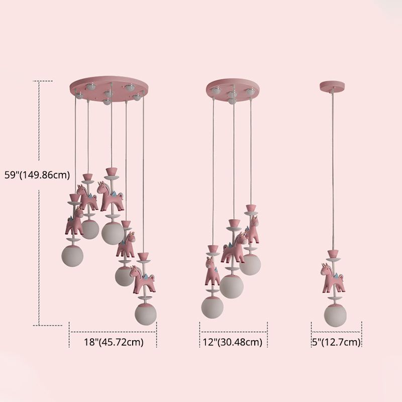 Karousel hängende Deckenleuchte Cartoon Harz hängende hängende Licht für Mädchen Schlafzimmer