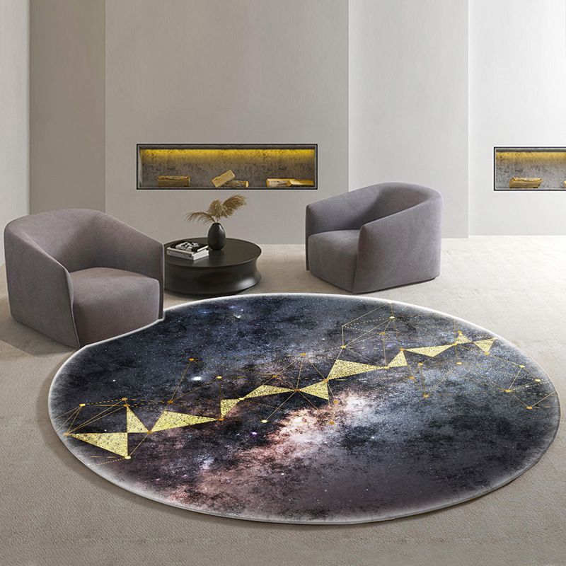 Minimalist Round Carpet Trendy Polyester Area Rug Stain Resistant Rug for Living Room