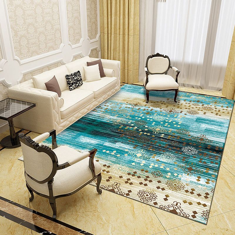 Unique Abstract Patterned Rug Multi Color Contemporary Rug Polypropylene Washable Pet Friendly Non-Slip Backing Rug for Lounge