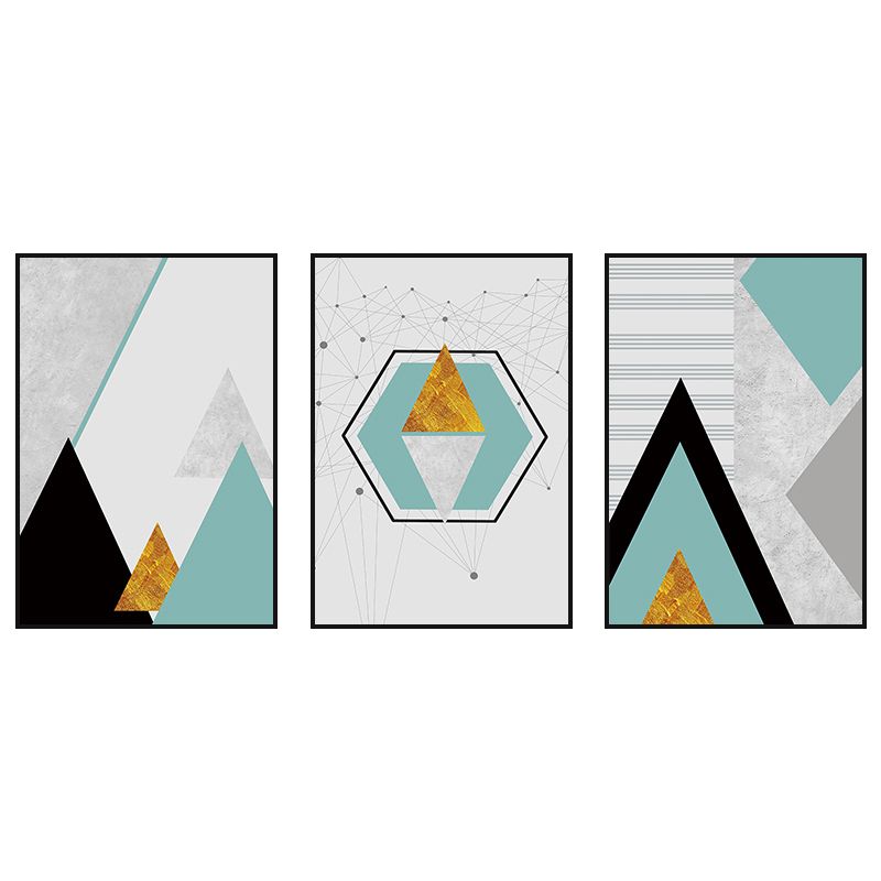 Soft Color Geometric Shape Canvas Print Abstract Modern Textured Wall Art Set for Home