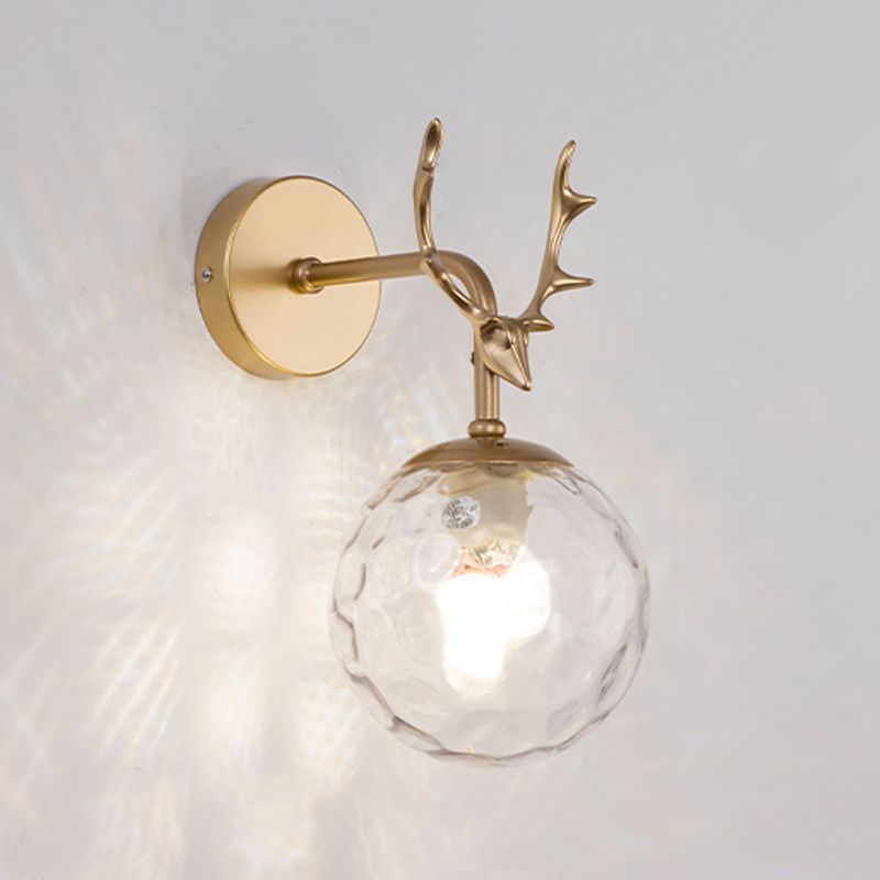 Glass Spherical Shape Wall Light Modern Style 1 Light Wall Mount Fixture for Living Room
