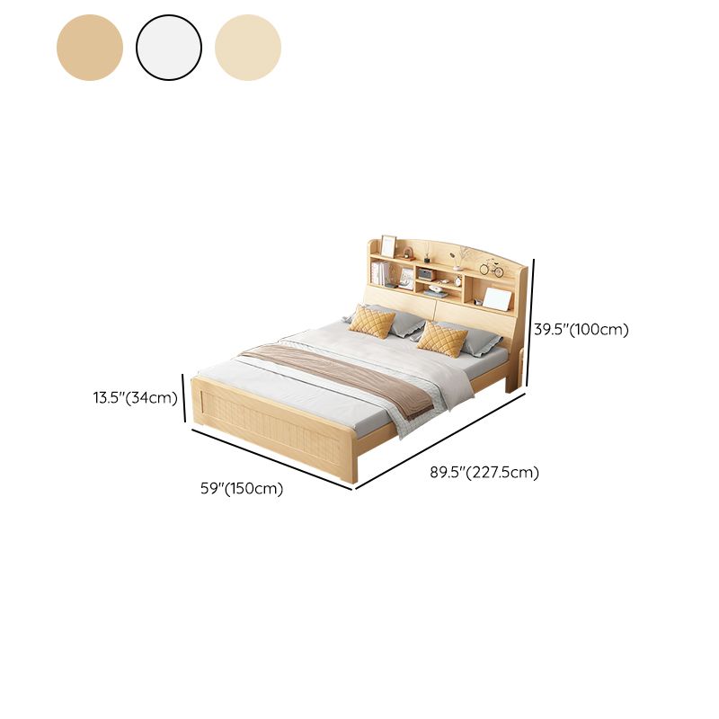 Modern Platform Bed 39.37" High Solid Wood Bed Frame with Shelves and Mattress