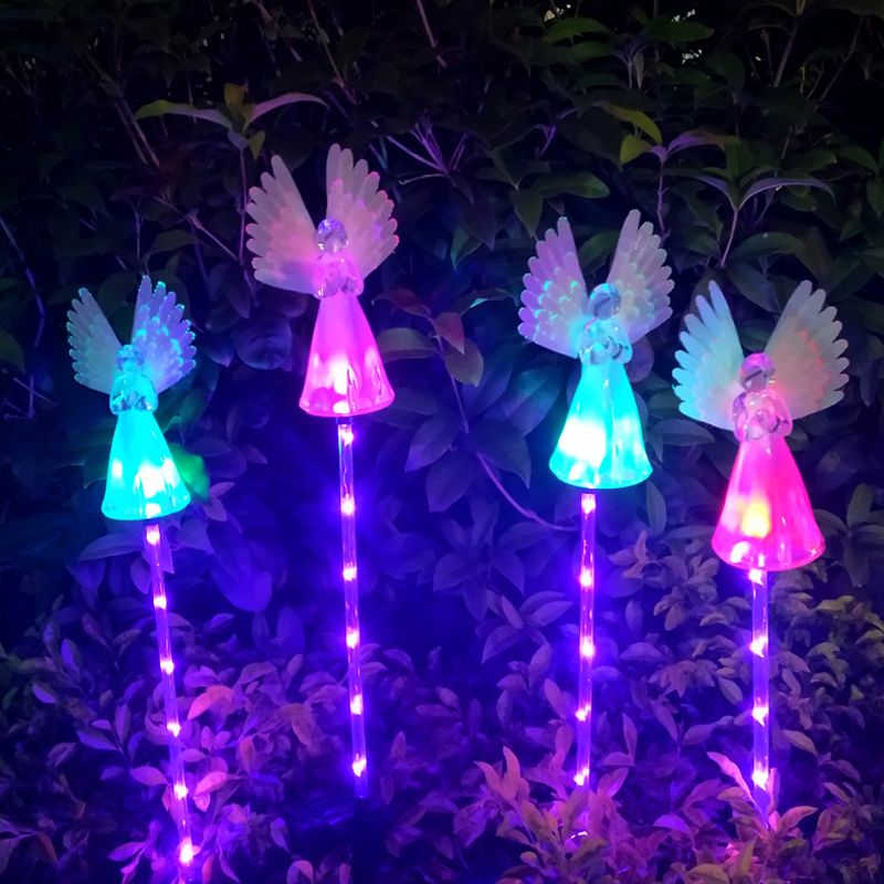Plastic Angel Solar Ground Lighting Modern White LED Landscape Light for Backyard