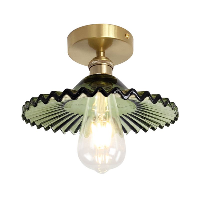 1-Light Ceiling Light Modern Ceiling Mount Lamp with Glass Shade for Bedroom