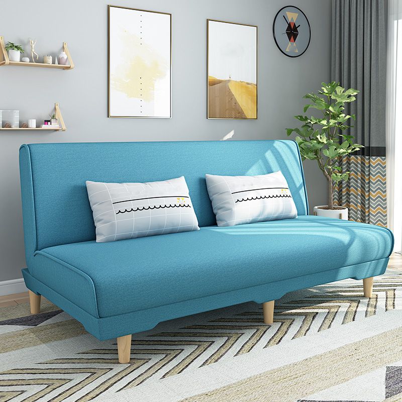 Modern Cotton Blend Armless Sofa Tight Back Couch with Pillow Included