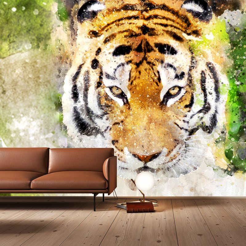 Animal Illustration Mural Wallpaper Stain Resistant Wall Covering for Living Room