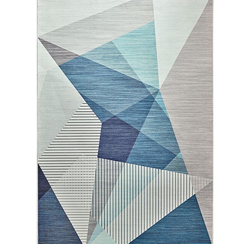 Grey Modern Area Carpet Geometric Pattern Polyester Rug Non-Slip Backing Area Rug for Home Decor