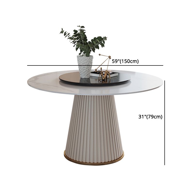 Glam 1/4/7 Pieces Round Dinette Set White Sintered Stone Dining Table Set with Turntable
