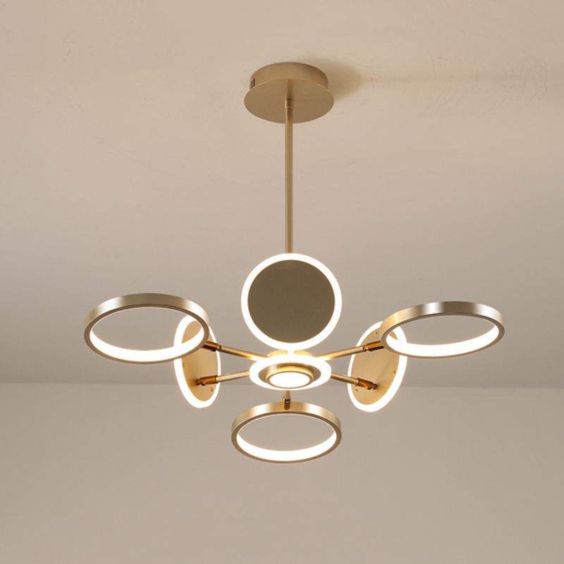 Nordic Style LED Hanging Light Fixture Circles Hanging Chandelier with Metal Shade