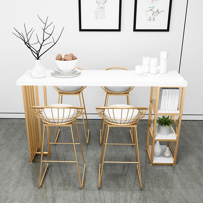 Glam Pub Table Solid Wood Bar Height Rectangle Bar Table for Indoor