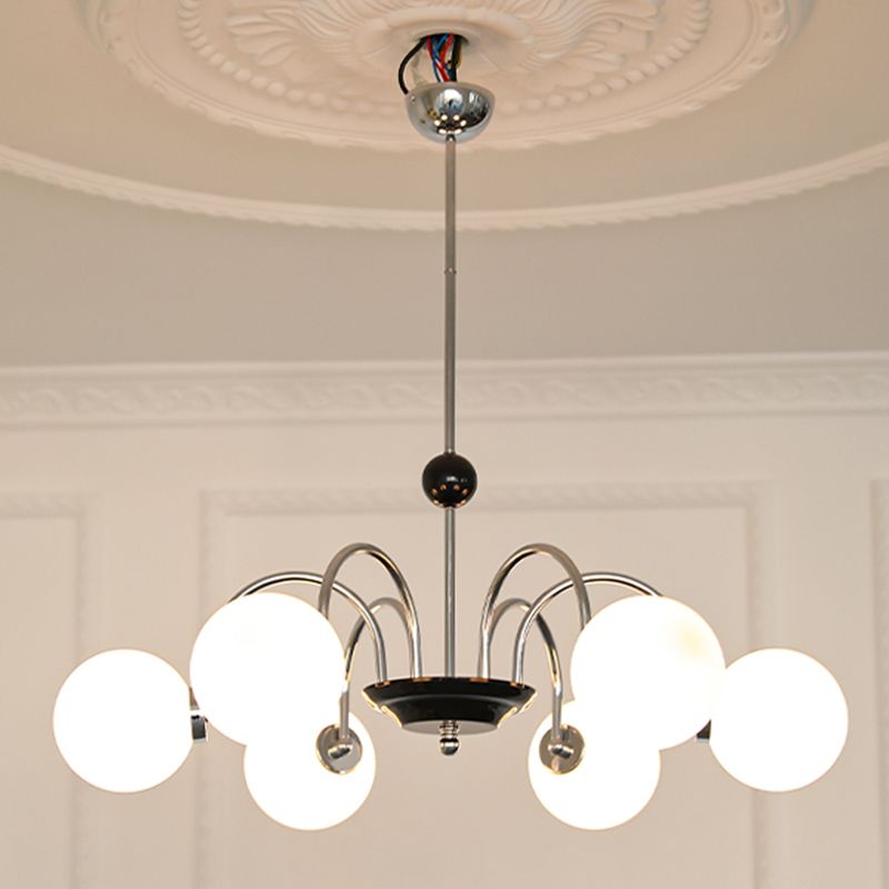 Luci a sospensione sferica Moderna luce a sospensione con soffitto in vetro bianco per camera da letto