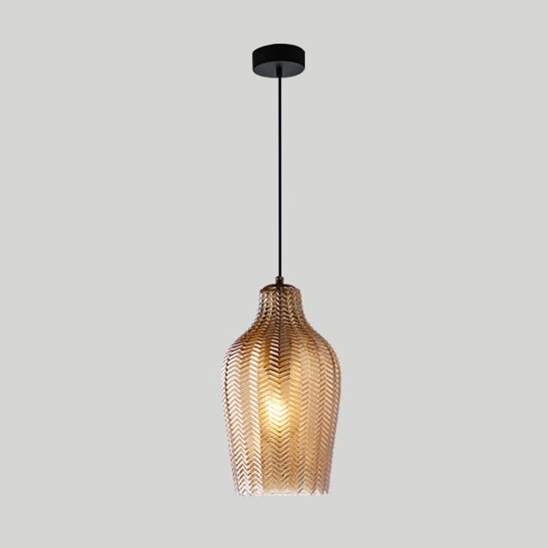 Wavy Glass Shaded Hanging Lamp Nordic Style Single Pendant Ceiling Light for Dining Room