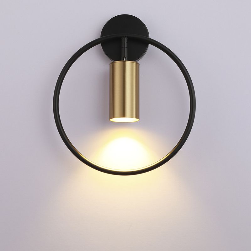 13" H Nordic Style Metal Ring Wall Lamp 1-Light Cylindrical Spotlight Sconce Lights for Bedroom