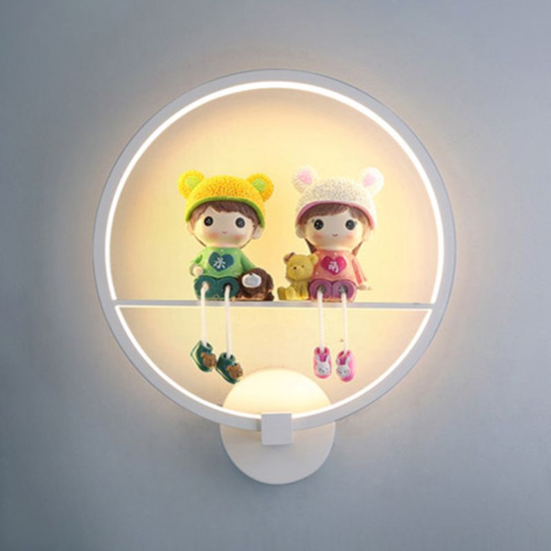 Modern Simple Metal Wall Light Circle Shape Wall Lamp with Silica Gel Shade for Bedroom