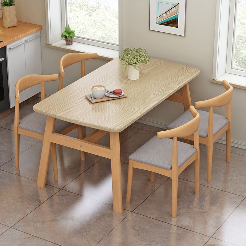 Rectangular Natural Oak Dining Table Wooden Tabletop with Metal Legs